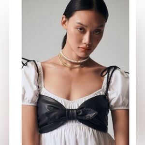 Anthropologie sexy black crop top excellent condition size medium faux leather